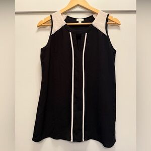 Spense Black and White Sleeveless Blouse